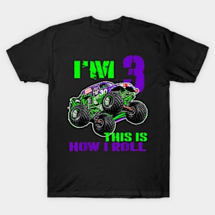 Monster Trucks Are My Jam 3Rd Birthday Boy 3 Years Old T-Shirt